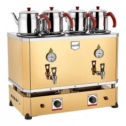 4 Demlikli Jumbo Çay Makinesi 46 lt Gazlı + Elektrikli (Şamandıralı)