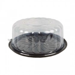 Plasitk Yaş Pasta Kutusu Çap 24,4cm Siyah 50 Adetli